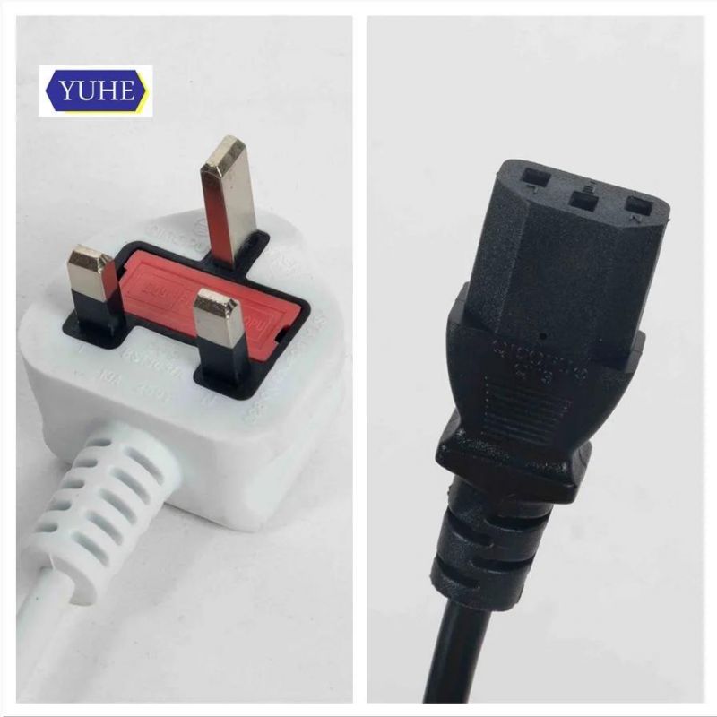 Asta Approval BS1363 British 3 Lead White Black Fused Plug 0.5 0.75 mm C13 Comnector Adapter Suit Power Cable