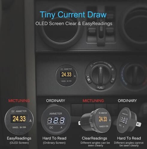 Monitor Digital Display Ampere Meter for Trailer Truck RV 12V