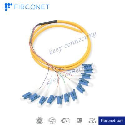 FTTH Single Mode 4 6 8 12 24 48 96 Core Distribution LC Upc APC Fan-out Bundle Fiber Optic Pigtail