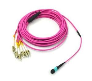 Fiber Optic Patch Cord Jumper Cable Lead MPO-LC LC-MPO Om4 Multimode 12 Cores Fibers