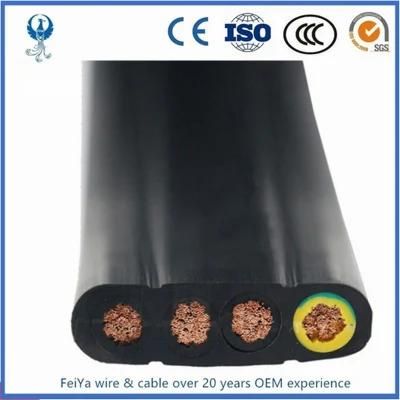 Flexible Copper Conductor PVC Insulation Flat Power Cable 4*6mm 3*6mm Yffb Tower Crane Submersible Flat Cable