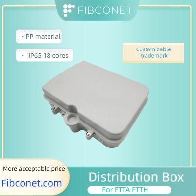 FTTH Optical Distribution Box 2 Input 18 Cores PP Material Fiber Optic Splitter Box From Chinese Factory