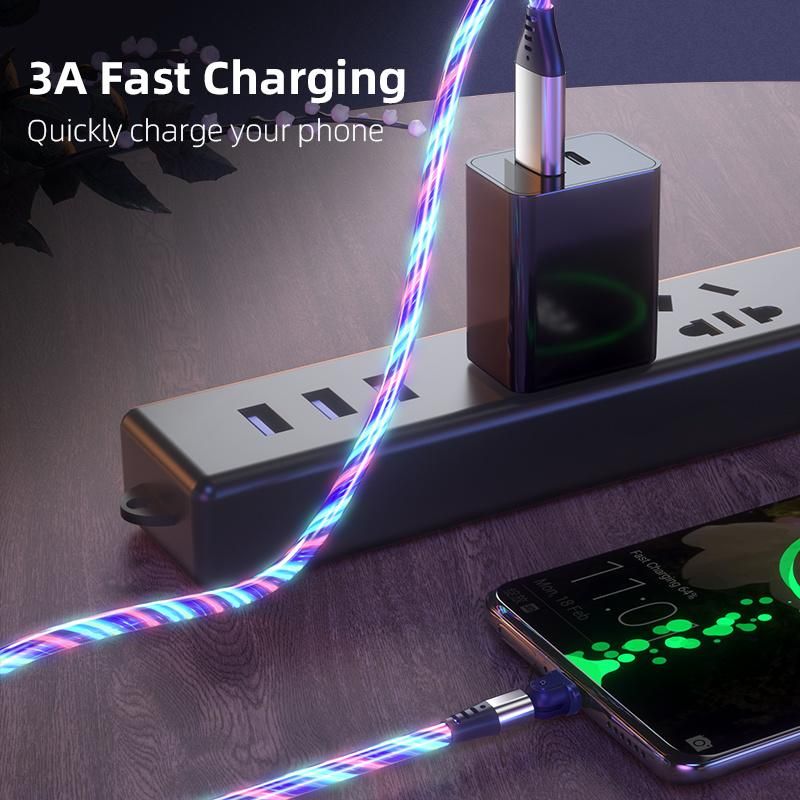 New Arrival L Shape Flow LED Light USB C Type C USB Data Quick USB Data Charger Cable for Mobile Phone