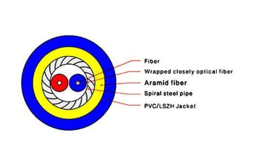 Indoor 2 Fiber Simplex Armored Optical Fiber Cable (GJSFJV)