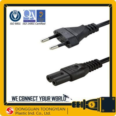 Europe VDE Approval EU 2.5A 250V AC Power Cord 2 Pin Plug+C7 Connector