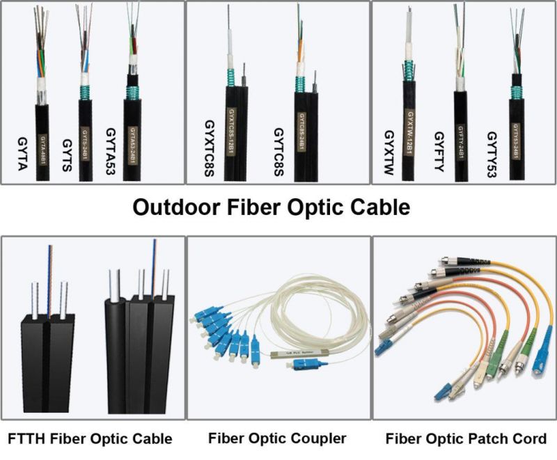Factory 48/72 Core Sm Double Armored GYTA53 Optic Fiber Cable