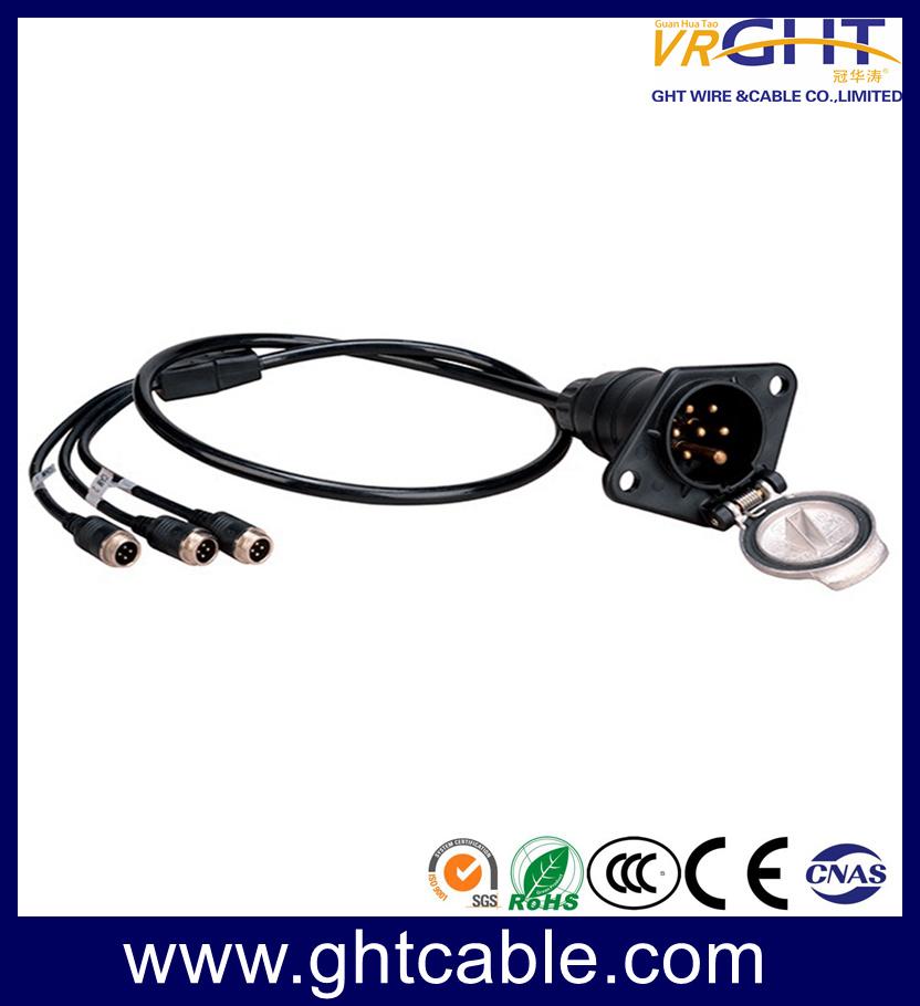 7 Core Spring Wire Trailer Cable, 7 Pin Truck Electric Coiled 4p Aviation Connector Camera Semi-Trailer Spiral Cable