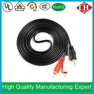 Black Color 3m Flat Audio Cable with 2 RCA Cable