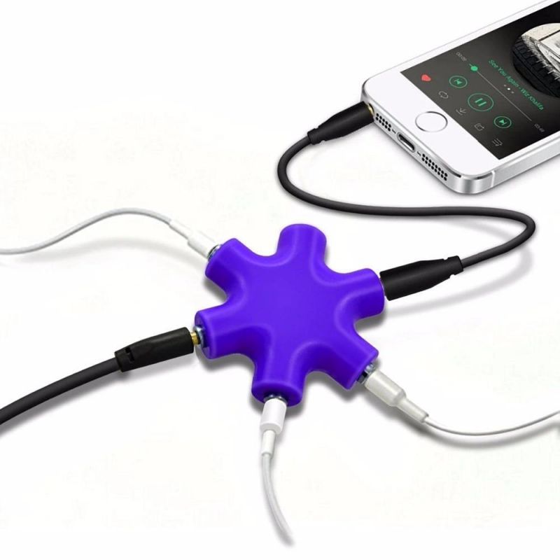 5-Way Multi Headphone Audio Splitter Connector Multi Headphone Splitter