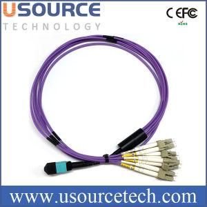 Factory Supply Fiber Optic Patch Cord MPO to LC Duplex Fan-out Om4