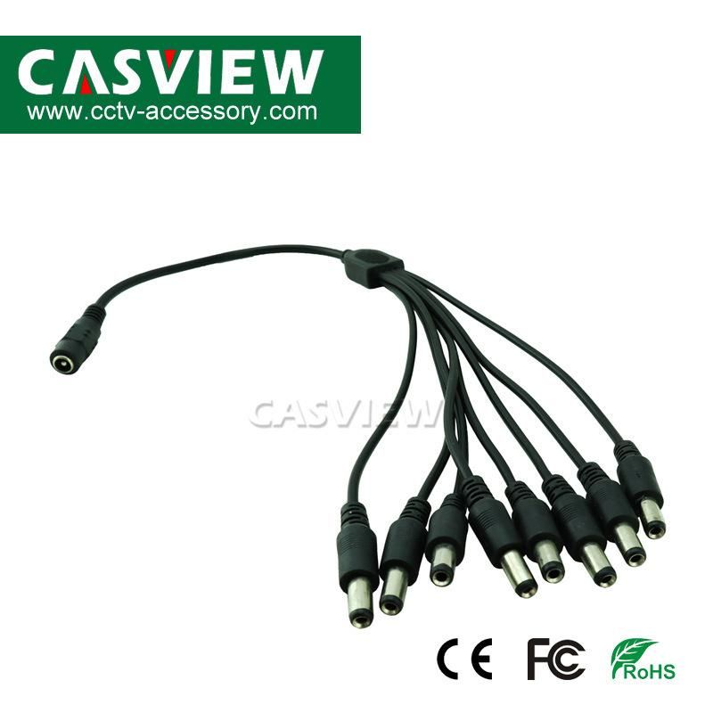 CCTV Cable DC 1 to 8 Power Connector Wire Splitter DC Power Jack Adapter 8 Way 12V Supply 5.5mm*2.1mm