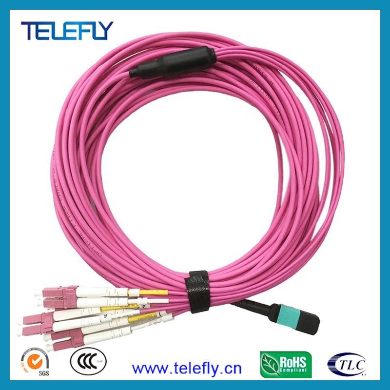 0.3dB Insertion Loss MTP MPO Female to LC Upc Om4 Harness Cable Patch Cord Fibra Optica Patch Cord