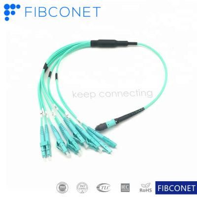 FTTH Blue 12 Cores MPO to LC Upc Jumper Patch Cable Connector Fiber Optic Patch Cord