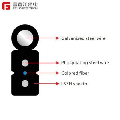 FRP Messenger GJYXFCH-1, 2, 4 Core G657A FTTH Fiber Optic Drop Cable