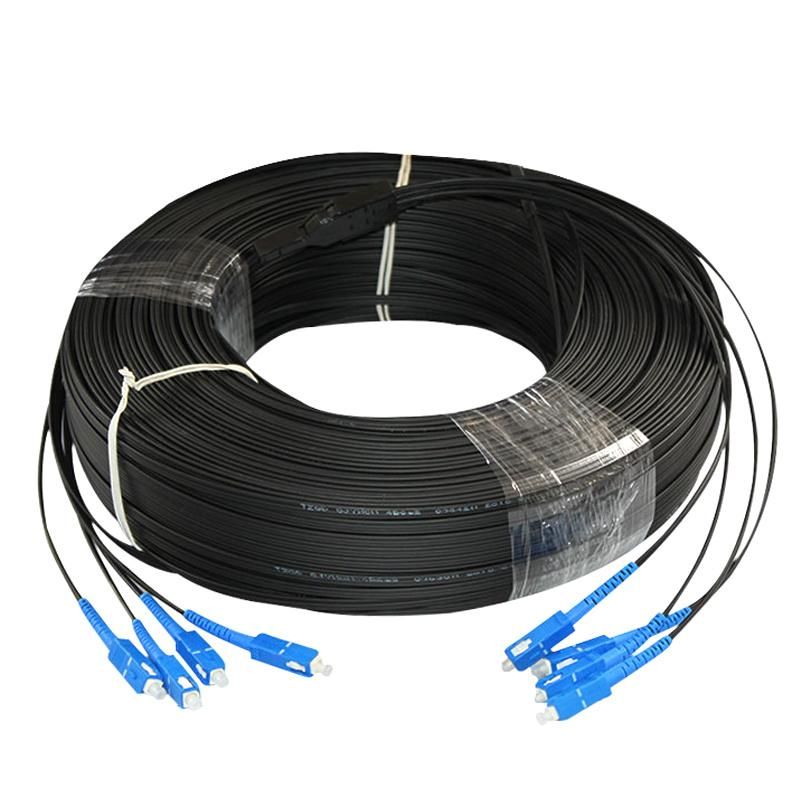 FTTH Outdoor Waterproof Flat Cable FRP Fiber Optical Drop Cable with Messenger