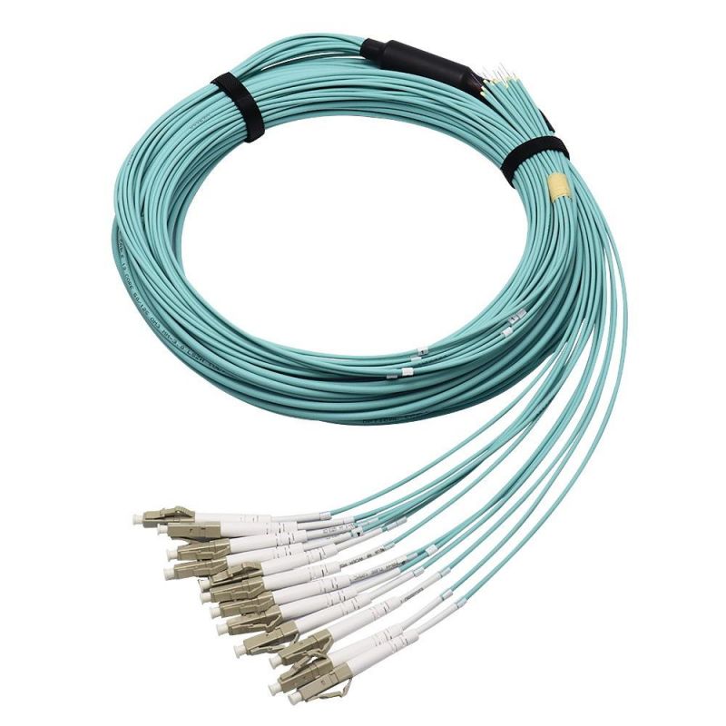 LC G652D 12 Cores Fanout Fiber Optic Fanout 5 Meters with Metal Fanout Kit