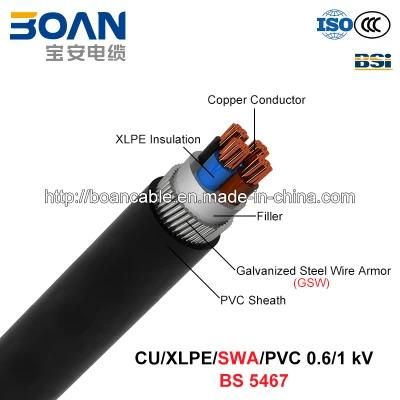 Cu/XLPE/Swa/PVC, 0.6/1 Kv, Steel Wire Armored (SWA) Power Cable (BS 5467)