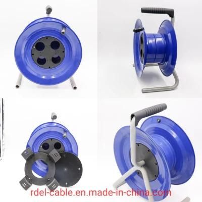 Cable Reel Without Cables Metal Cord Reel Stand in Black (Holds Up To 100 Feet 14/3 Gauge Cords)