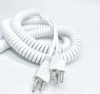 Waterproof 110V American Spring Plug Coil Cable Spiral Power Cable Customized Color and Plugs