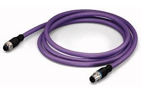 Custom OEM &amp; ODM Over Molding M12 System Bus Cable Straight &amp; Right Angle with PUR Cable, Color Purple, Length 2m