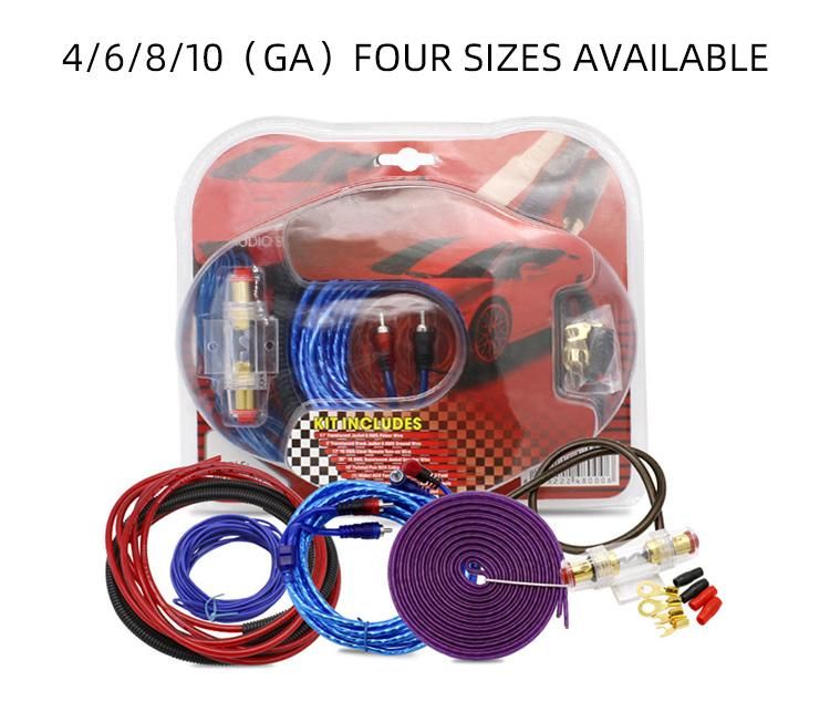 Popular 4/6/8/10ga Car Amplifier Wiring Kit High Quality Refit Cable Kit with Fuse Holder