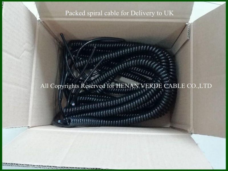 Oil Resistant PUR Retractable Trailing Arm Robot Eletrical Cables Spiral Coiled Cable