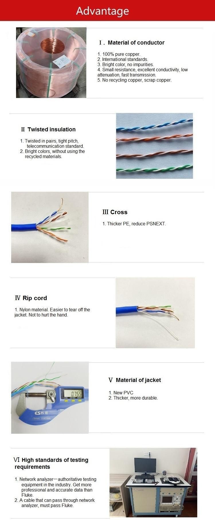 UTP CAT6 LAN Cable Copper Wire Network Computer Cable 4 Pairs 26AWG