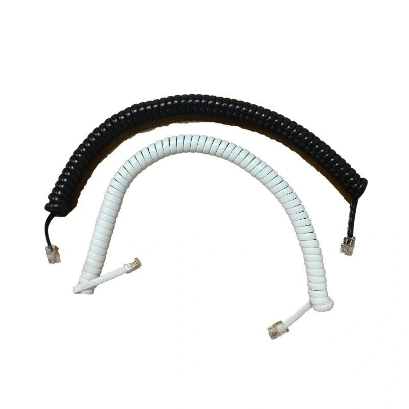 Rj9 Handset spiral Coil Cord Telephone Cable 4p4c Coil Cord Voice Extension Cable