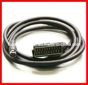 21 Pin Scart Cable to Mini DIN 9 Pin Cable
