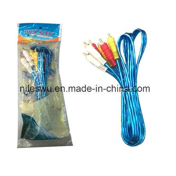 Blue Color Transparent 3r-3r/3RCA/RCA Cable with Al Foil