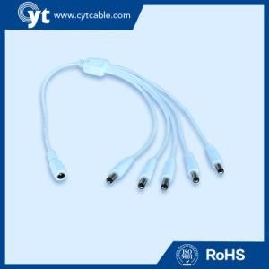 1 in 5 out White Female &amp; Male Waterproof DC Power Cord Cable