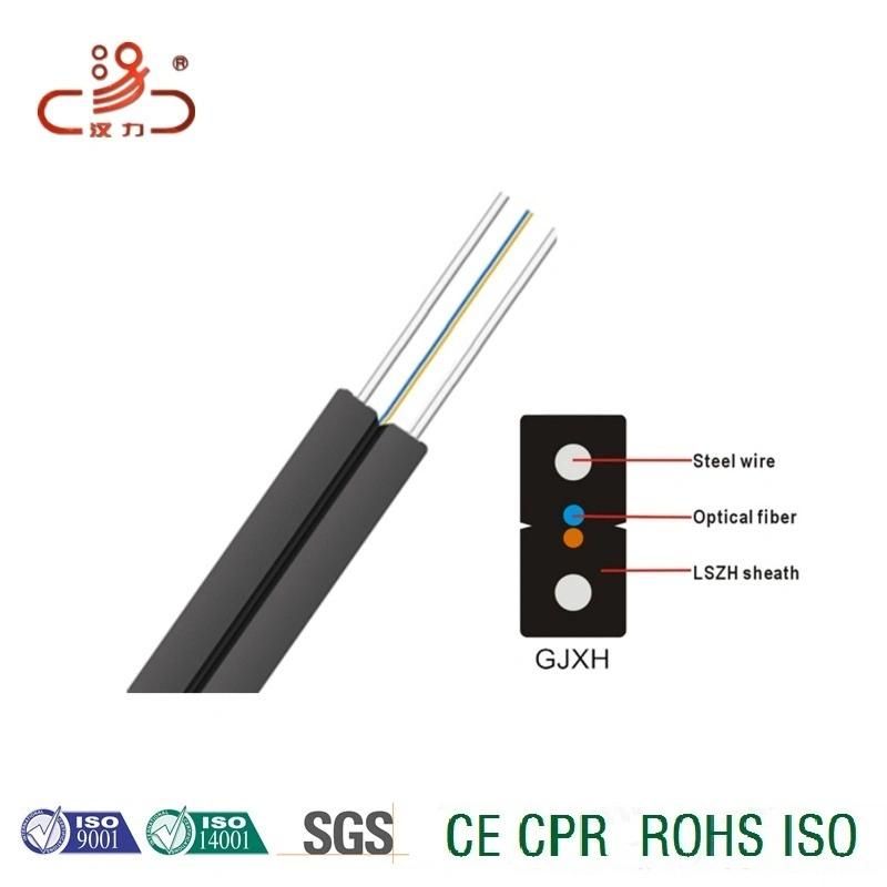 FTTH Optical Fiber 2 Core FTTH G657A2 Flat Drop Fiber Optic Cable