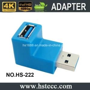 Dual USB 3.0 Type a Male to Female Adapter 90 Degree
