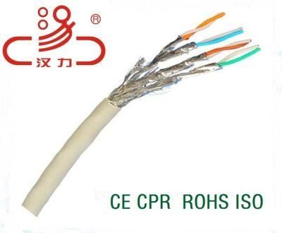 CAT6A LAN Cable U / FTP 0.58mm Bare Copper Gray Jacket Color Customized
