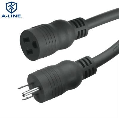 Us PVC Insulated 15A 125V Power Extension Cord Factory