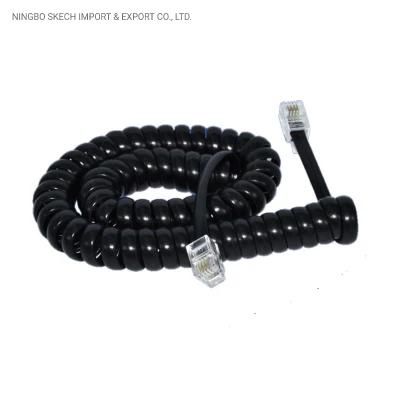 Rj9 Handset spiral Coil Cord Telephone Cable 4p4c Coil Cord Voice Extension Cable