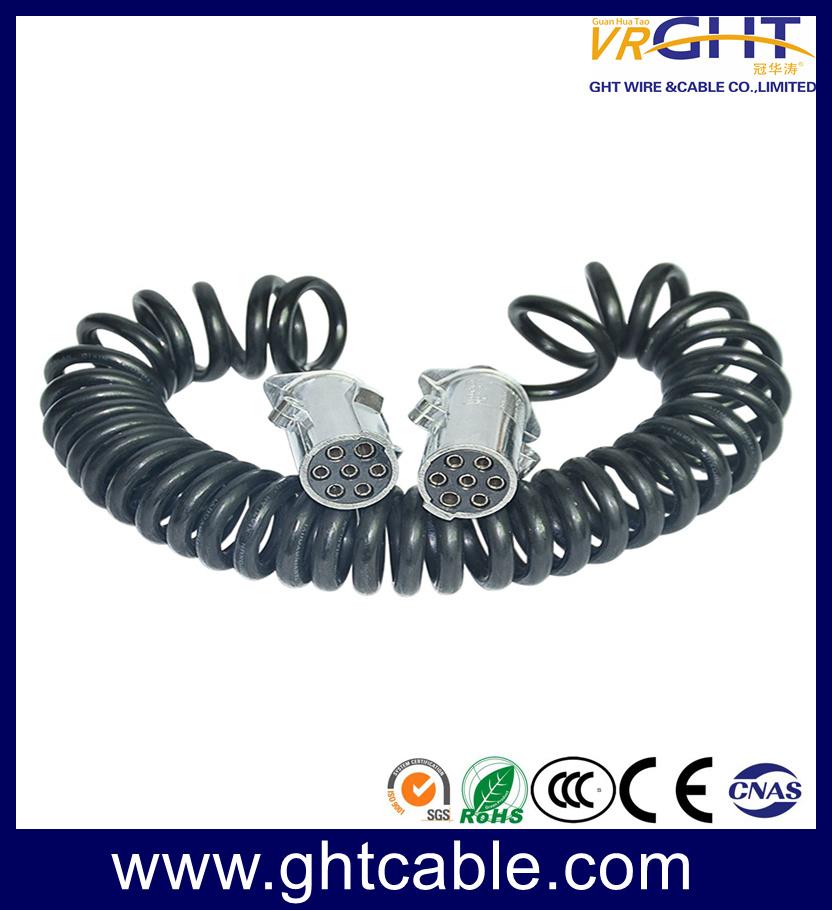 7 Core Spring Wire Trailer Cable, 7 Pin Truck Electric Coiled 4p Aviation Connector Camera Semi-Trailer Spiral Cable