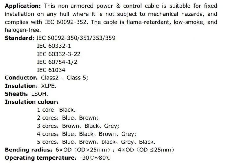 Elevator Copper PVC Epr/XLPE/PVC/Nr+SBR Insulated Marine Shipboard Power Fine Strand Battery Welding Single Conductor Marine Aluminium Boat Electric Cable