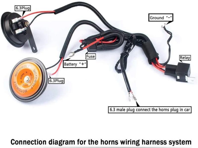 Car Is Fitted with an Explosive Horn 12V Loudspeaker Electronic Wiring Cable Harness