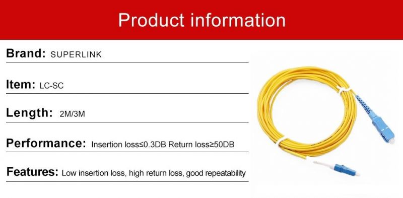 Superlink Optical Fiber Patch Cord Sc LC 2m 3m