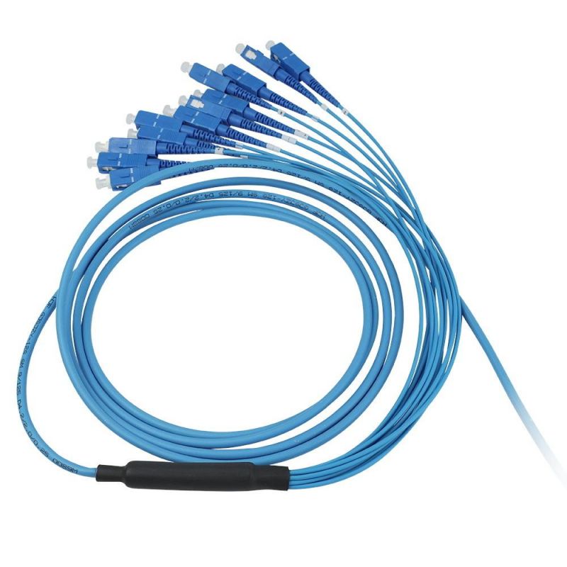 LC G652D 12 Cores Fanout Fiber Optic Fanout 5 Meters with Metal Fanout Kit
