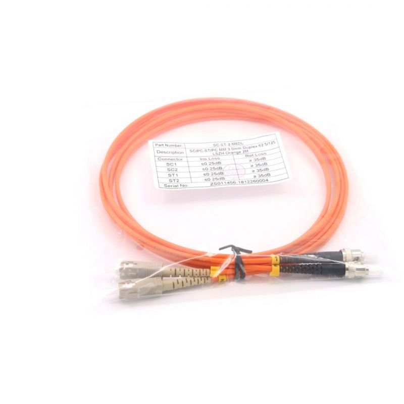 Sc-St 62.5/125 Fiber Optic Duplex Patch Cords with 2 Meters