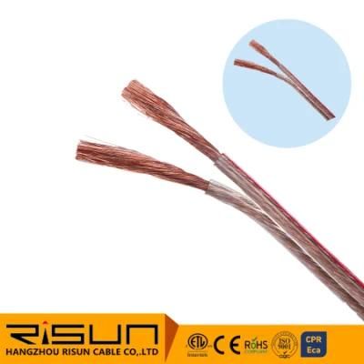 China Supplier # 14 16 18 20 22 with Transparent PVC Flexible Loud Speaker Cable