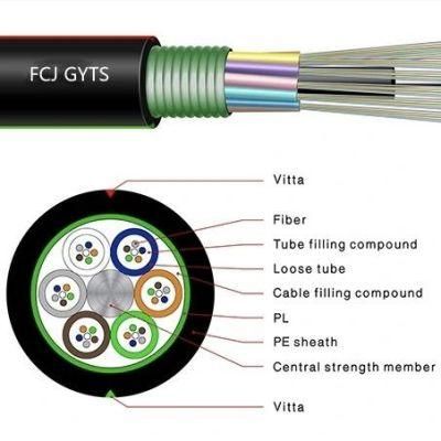 GYTS Outdoor Cable Fiber Optic FTTH 2core 2 6 8 12 24 Core Single Mode Cable Optical Fibre Fiber Optic Cable