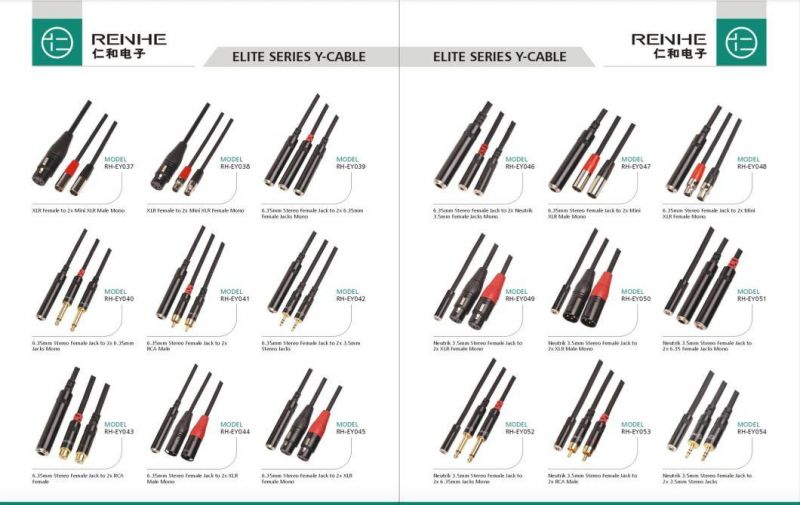 Essential Interconnect Y-Cable 3.5 mm Trs Male to 1/4" Ts Male 3 FT. Black Dual Cablemolded Strain Relief