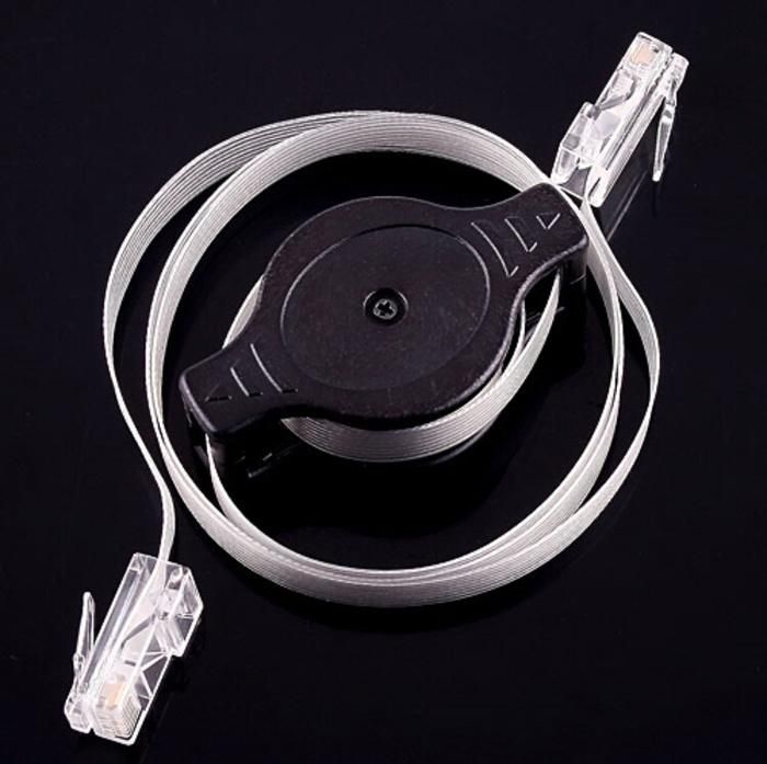 1.5m RJ45 Retractable Ethernet Cable Flat Cat5e UTP Network Cable Transparent High Strength for Notebook Business Travel