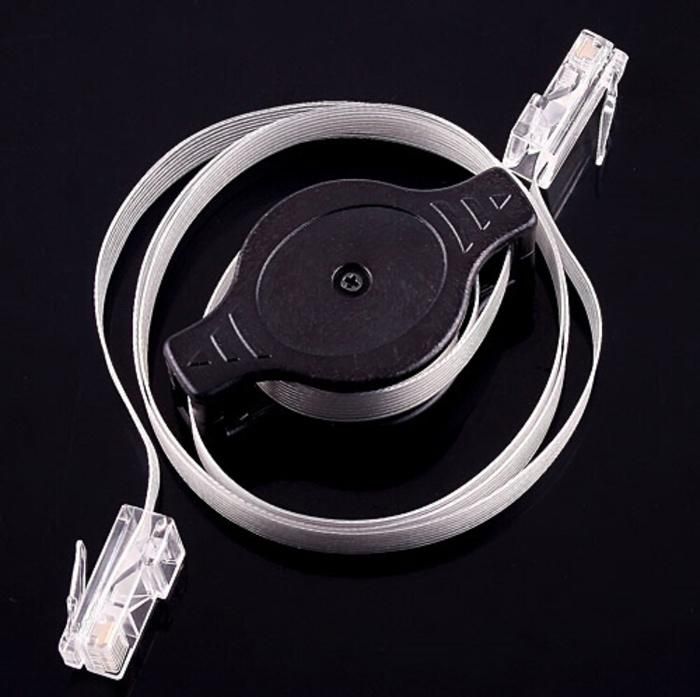1.5m RJ45 Retractable Ethernet Cable Flat Cat5e UTP Network Cable Transparent High Strength for Notebook Business Travel