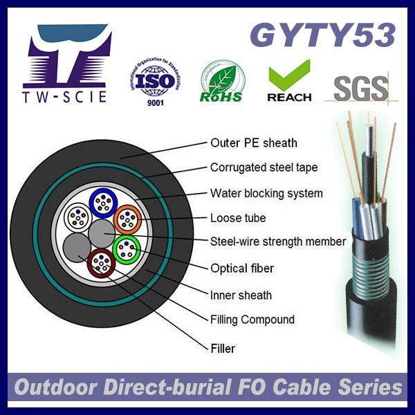 Optical Fiber Cable 2-144cores with Steel Armoured GYTY53