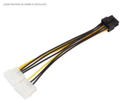 Molex Dual 4 Pin to 8 PCI-E Express Converter Adapter Power Cable Wire Harness
