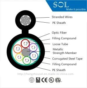 Outdoor Aerial GYSTC8S Optic Fiber Cable With Stranded Wires